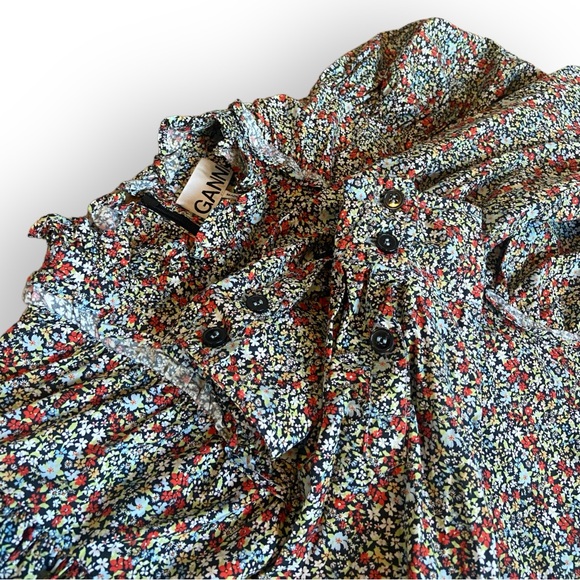 Ganni Floral Knee-length Pioneer Style Dress - Picture 2 of 4